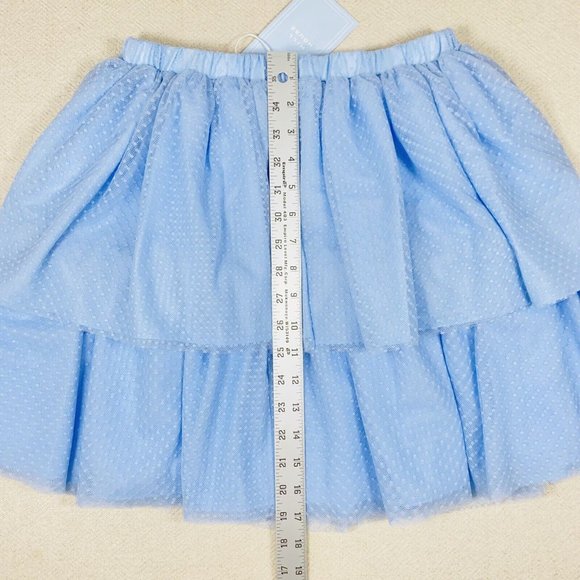 NWT HILL HOUSE HOME Clara Tulle Tiered Mini Skirt sz M Blue Elastic Waist Lined - Picture 7 of 11